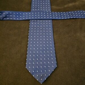 Ermenegildo Zegna Blue Textured Silk Tie with Dot Pattern